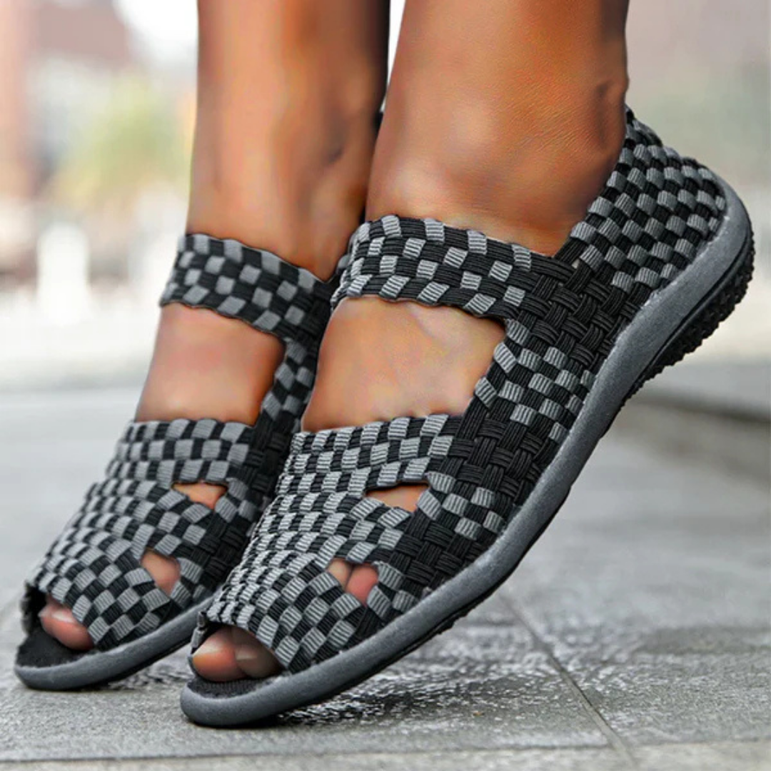 sandalias ergonómicas e casuais com cinto elástico para mulher