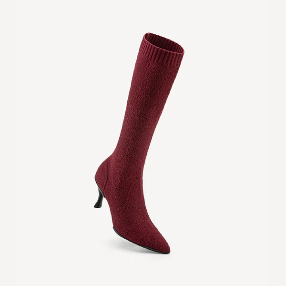 Botas Compridas Minimalistas com Ponta Pontiaguda e Salto para Mulher