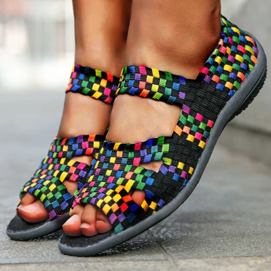 sandalias ergonómicas e casuais com cinto elástico para mulher