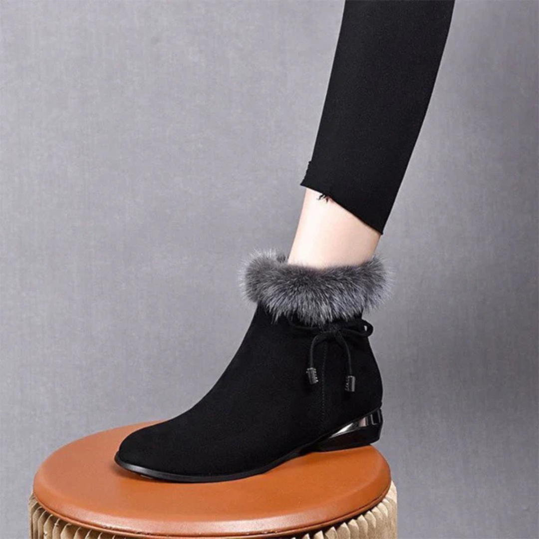 Botins de Veludo Felpudo com Sola Antiderrapante para Mulher