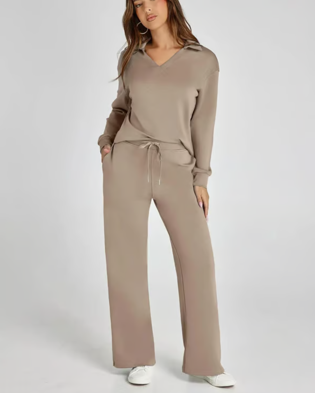Conjunto Feminino de 2 Peças - Roupa Casual com Moletom de Manga Longa