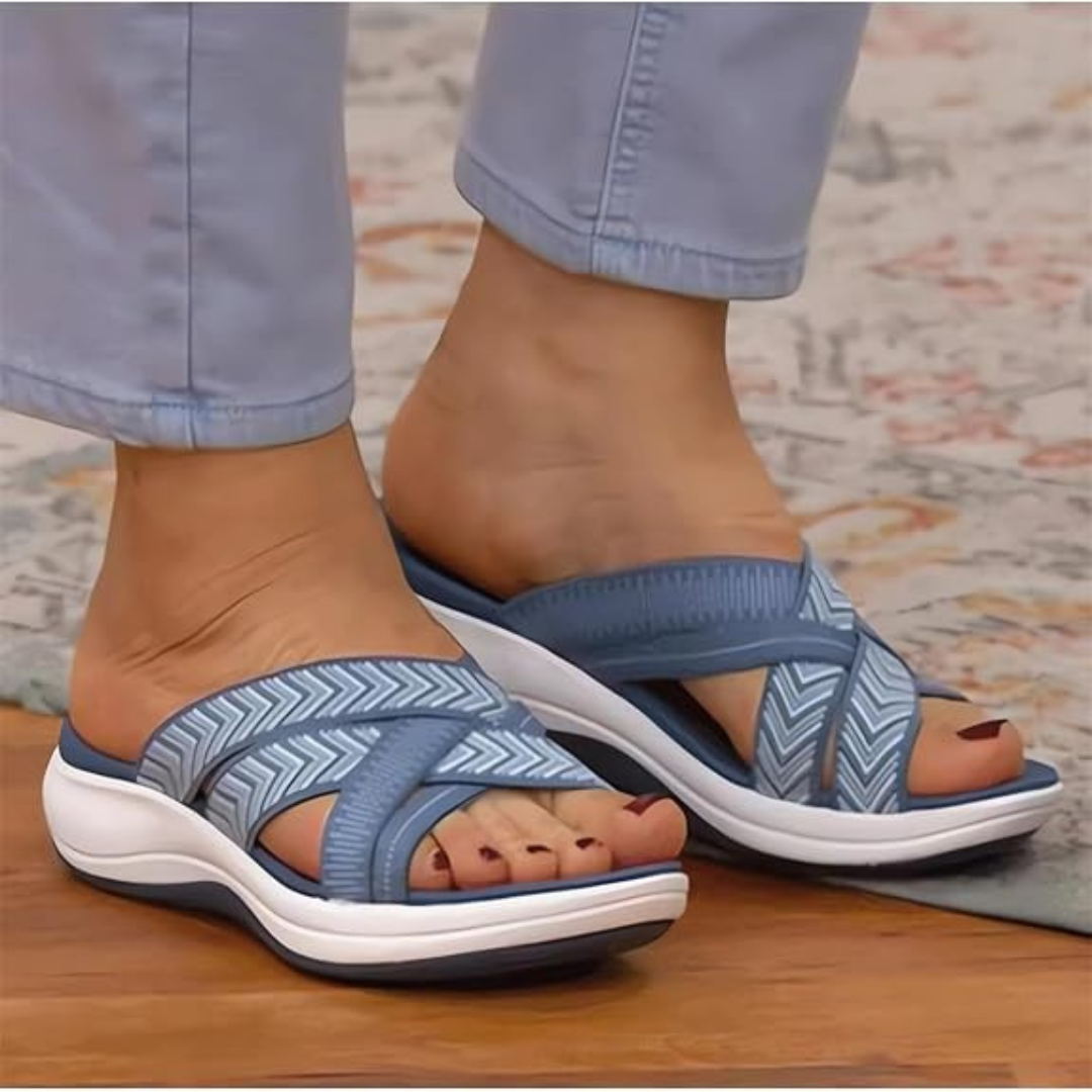 Sandálias de plataforma ergonómica para mulher