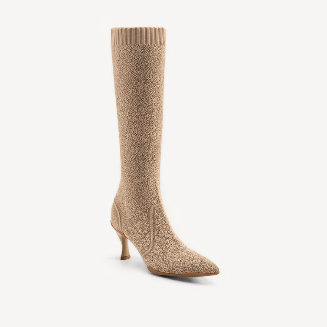 Botas Compridas Minimalistas com Ponta Pontiaguda e Salto para Mulher