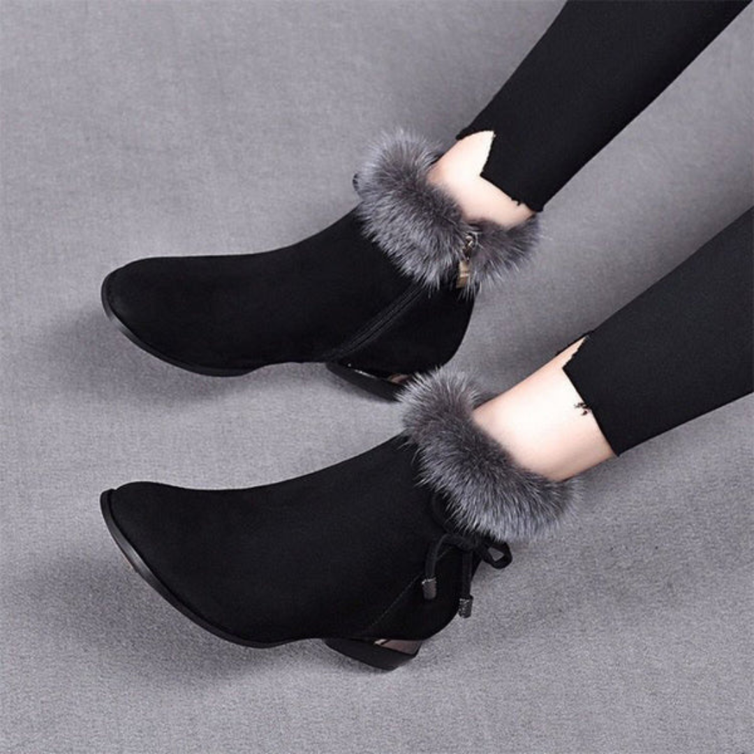 Botins de Veludo Felpudo com Sola Antiderrapante para Mulher