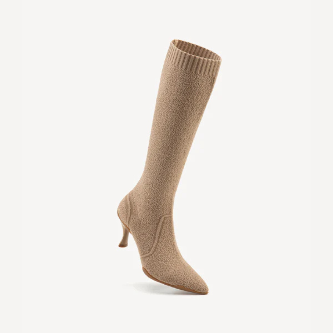 Botas Compridas Minimalistas com Ponta Pontiaguda e Salto para Mulher