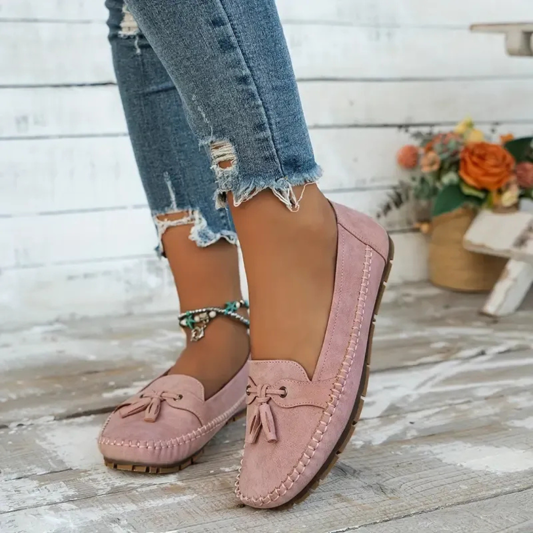 Mocassins de Mulher Macios e Confortáveis de Estilo Vintage com Laço