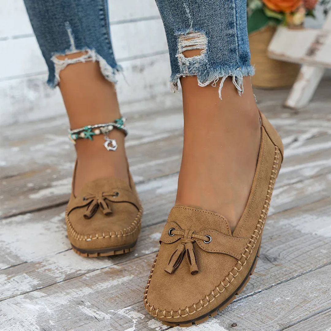 Mocassins de Mulher Macios e Confortáveis de Estilo Vintage com Laço