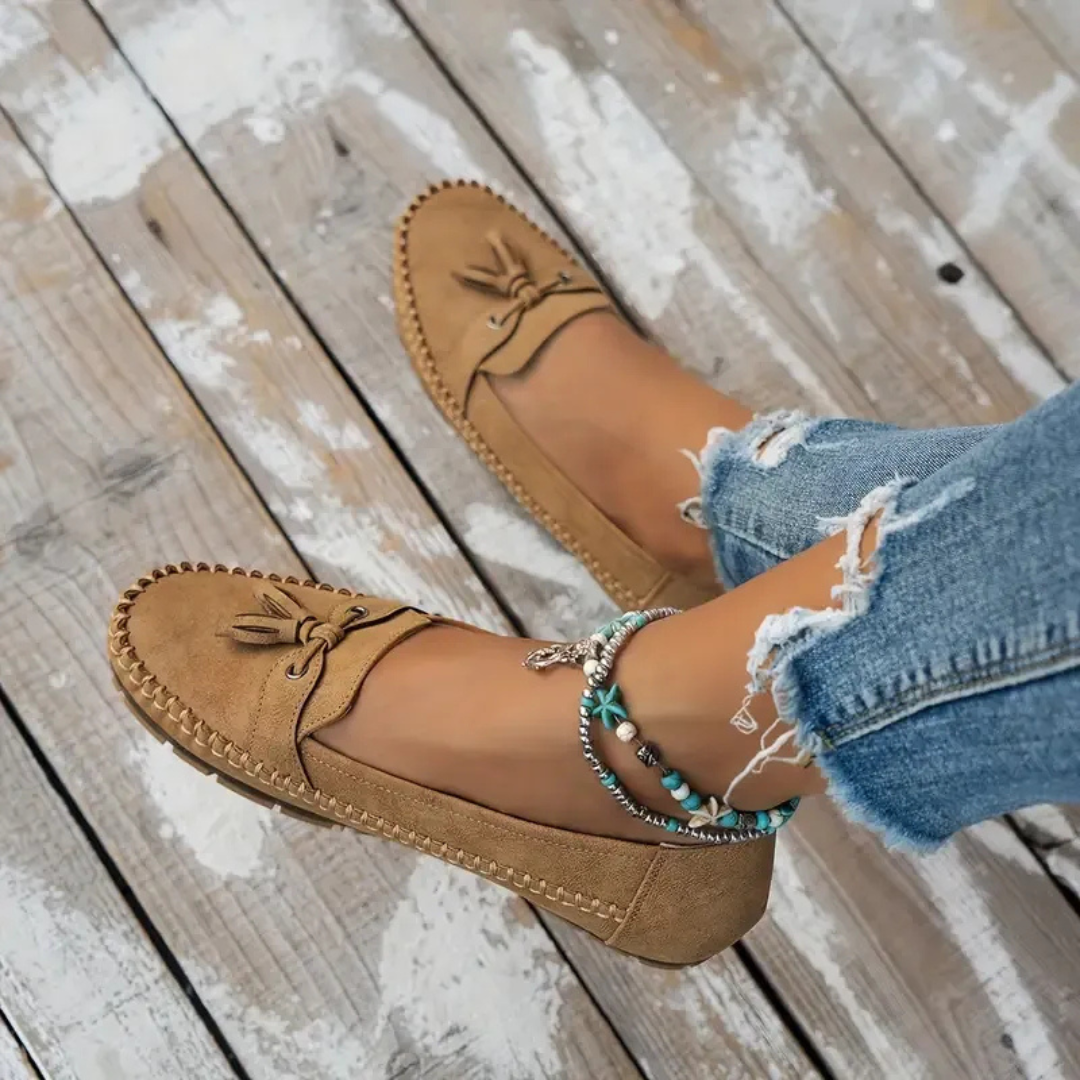 Mocassins de Mulher Macios e Confortáveis de Estilo Vintage com Laço