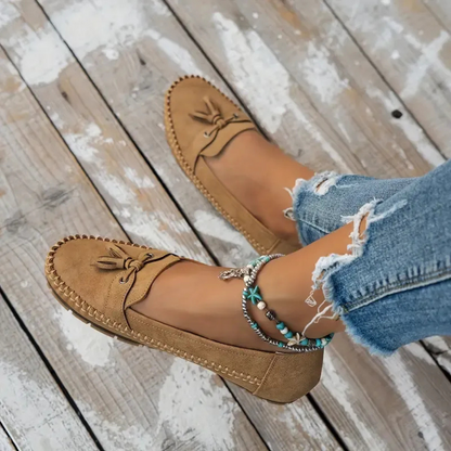 Mocassins de Mulher Macios e Confortáveis de Estilo Vintage com Laço
