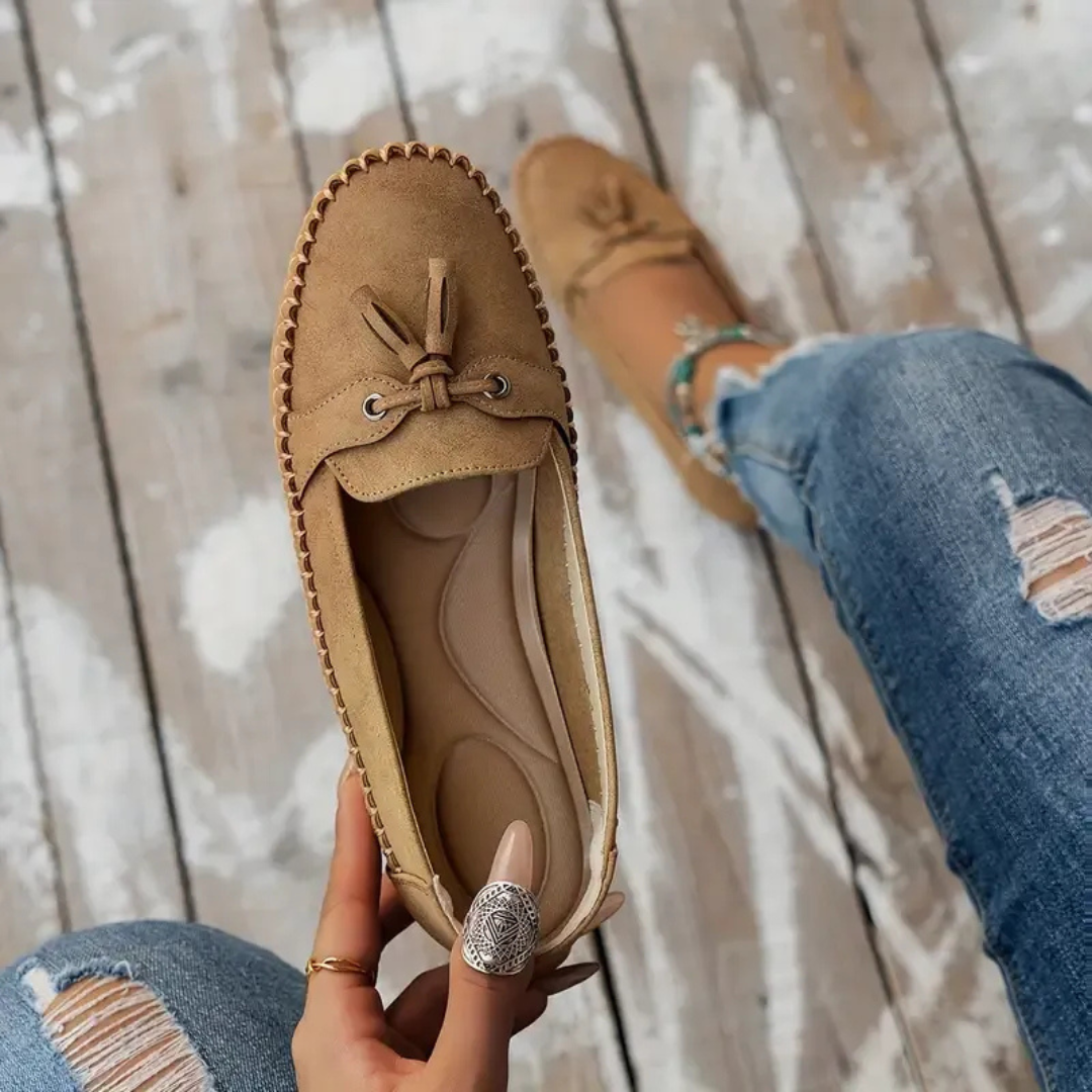 Mocassins de Mulher Macios e Confortáveis de Estilo Vintage com Laço