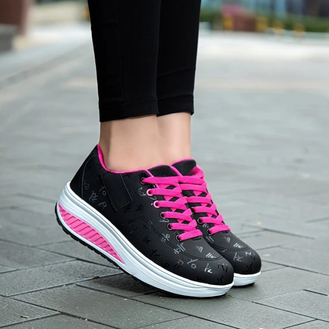 Sapatos de Mulher com Impressão de Letras Antiderrapantes e Sola Grossa