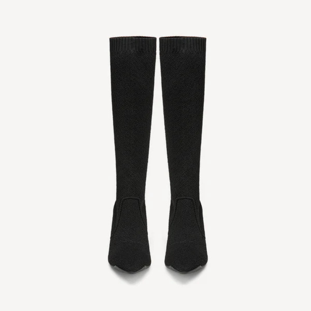Botas Compridas Minimalistas com Ponta Pontiaguda e Salto para Mulher