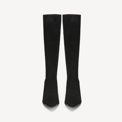 Botas Compridas Minimalistas com Ponta Pontiaguda e Salto para Mulher