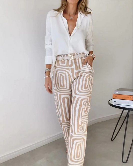 Conjunto Elegante de duas peças com Mangas Compridas para Ocasiões Especiais
