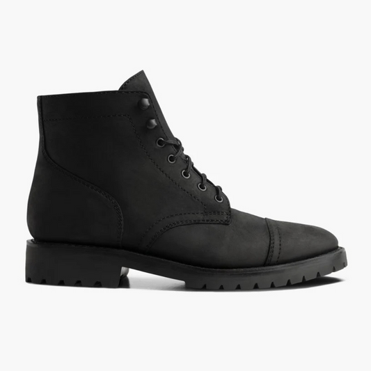 Botins Clássicos de Couro com Atacadores e Sola Resistente para Homem