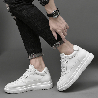 Ténis Casuais para Homem com Design em Pele e Sola Grossa