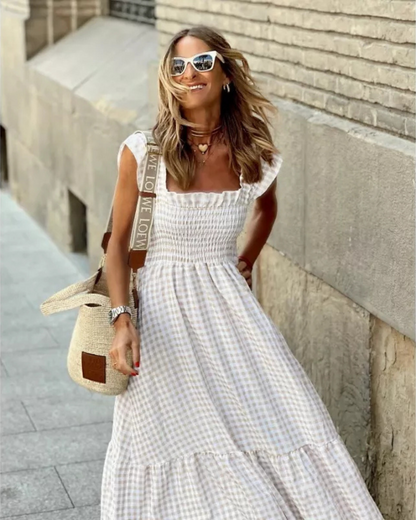 Vestido Xadrez sem Mangas para Mulher