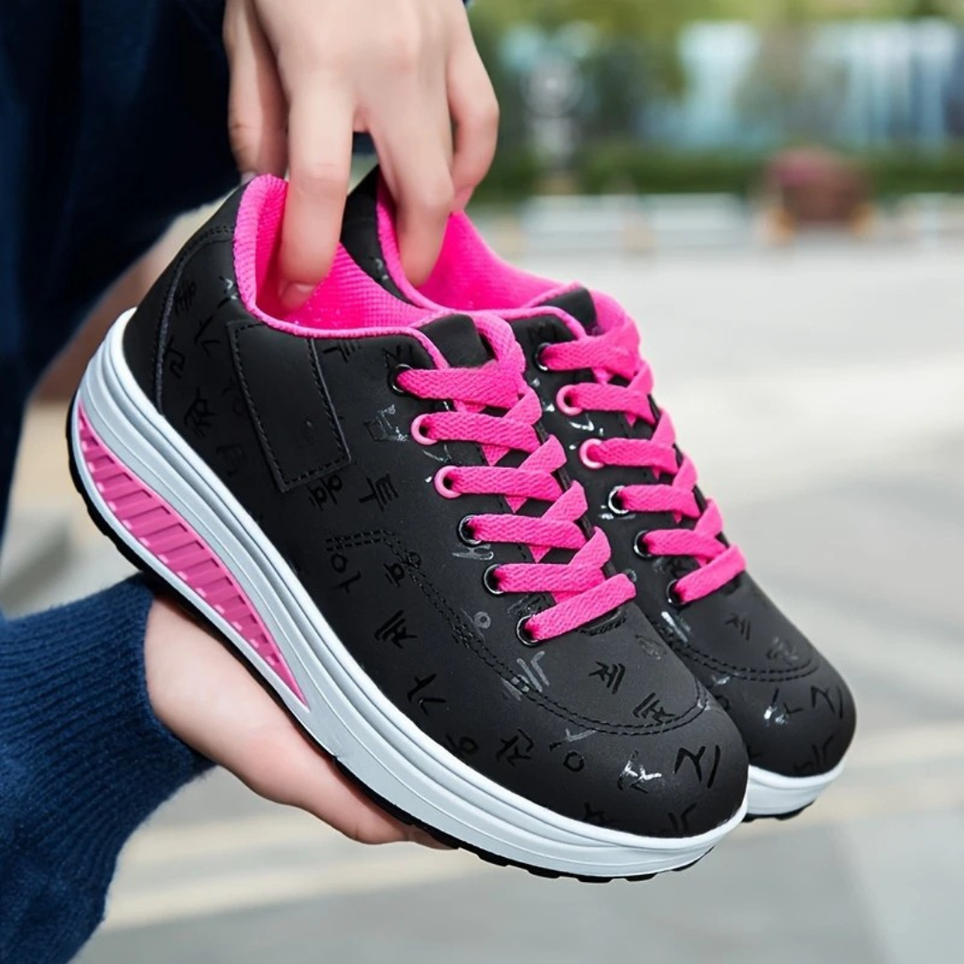 Sapatos de Mulher com Impressão de Letras Antiderrapantes e Sola Grossa