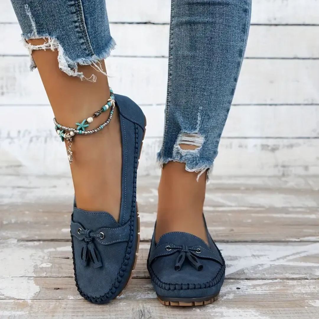 Mocassins de Mulher Macios e Confortáveis de Estilo Vintage com Laço
