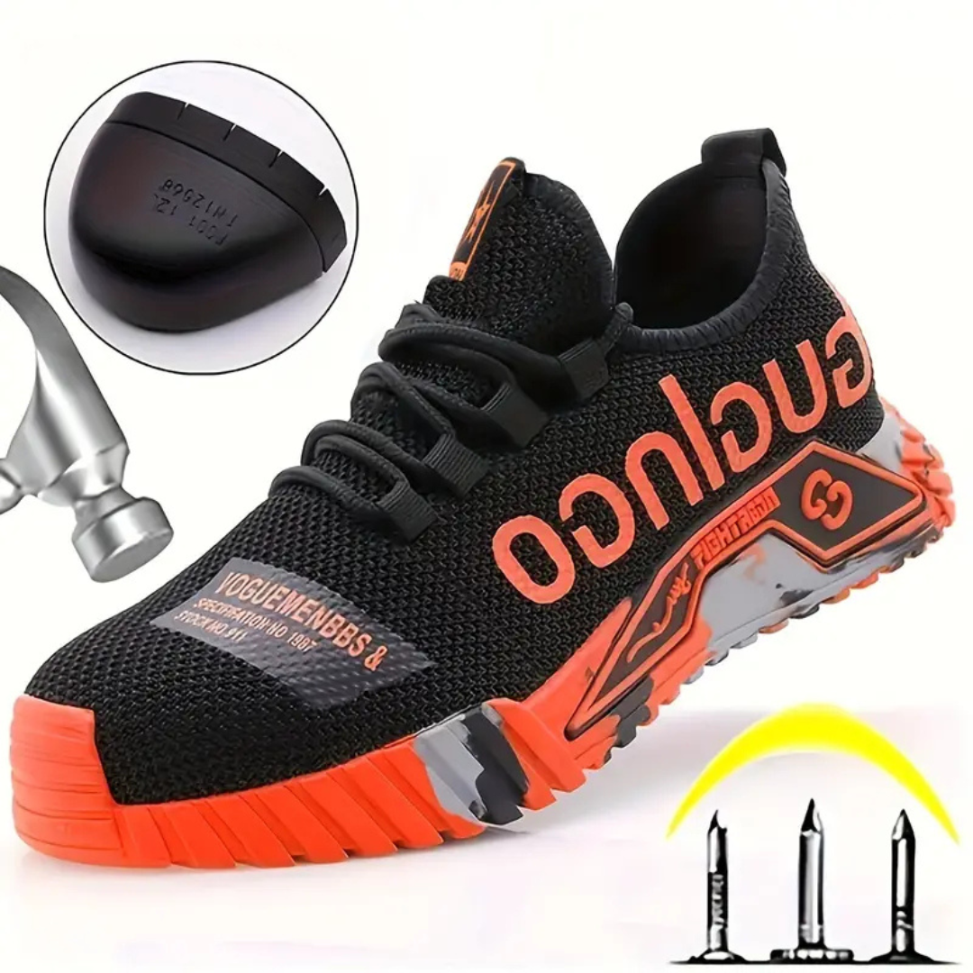 Sapatos de segurança com atacadores para homem, de ajuste seguro