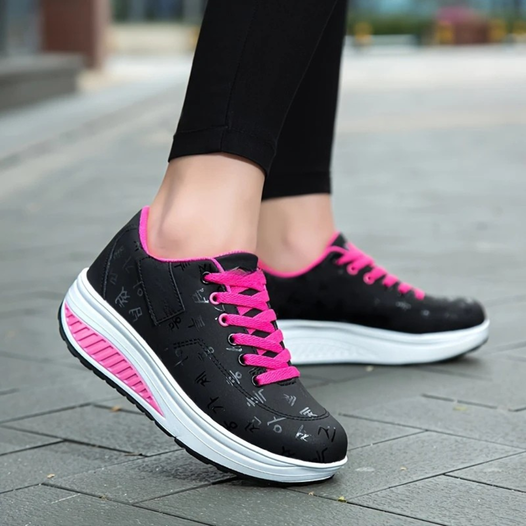 Sapatos de Mulher com Impressão de Letras Antiderrapantes e Sola Grossa