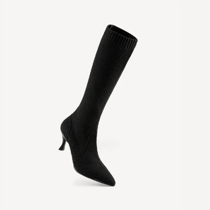 Botas Compridas Minimalistas com Ponta Pontiaguda e Salto para Mulher