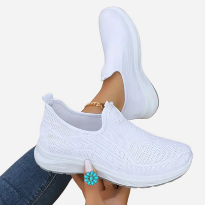 Sapatos de malha respiráveis sem atacadores para mulher