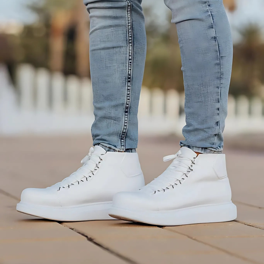 Sapatos casuais de couro para homem com sola ortopédica