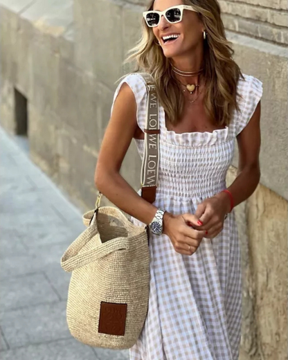 Vestido Xadrez sem Mangas para Mulher