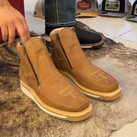 Botas Retro Square Toe para Homem