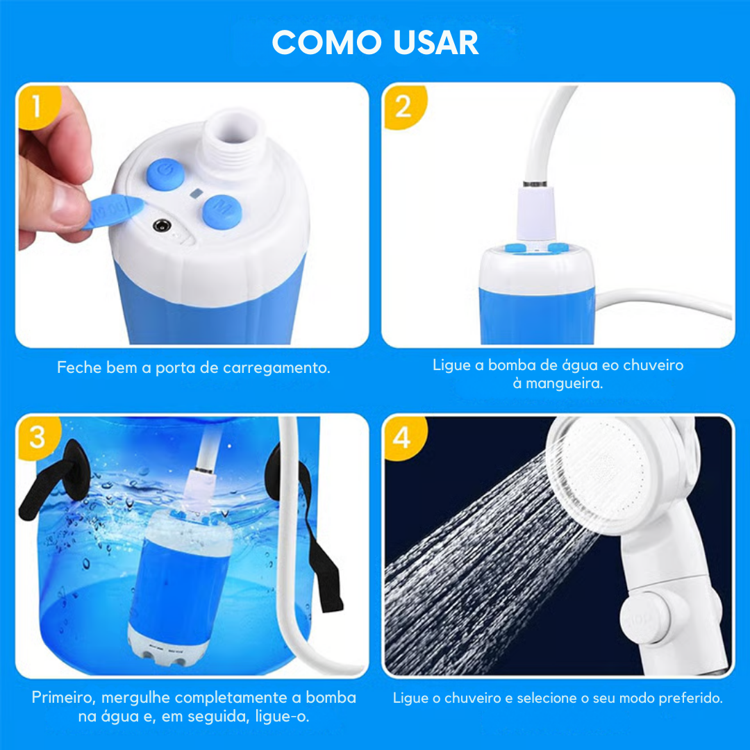 Chuveiro portátil para acampamento