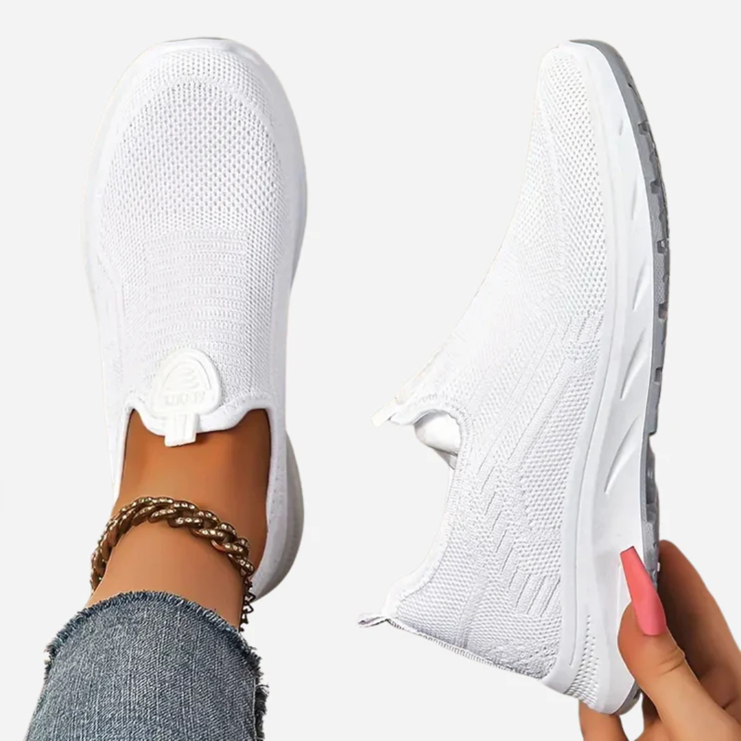 Sapatos de malha respiráveis sem atacadores para mulher