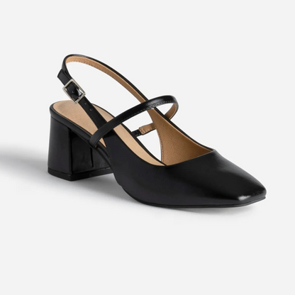 Sapatos Femininos de Salto Médio com Tira Cruzada e Bico Fino
