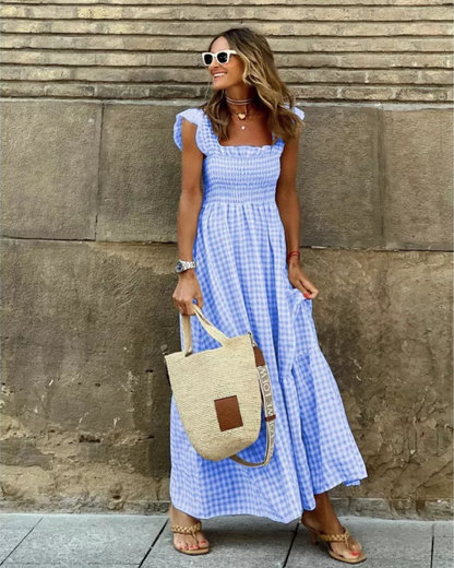 Vestido Xadrez sem Mangas para Mulher