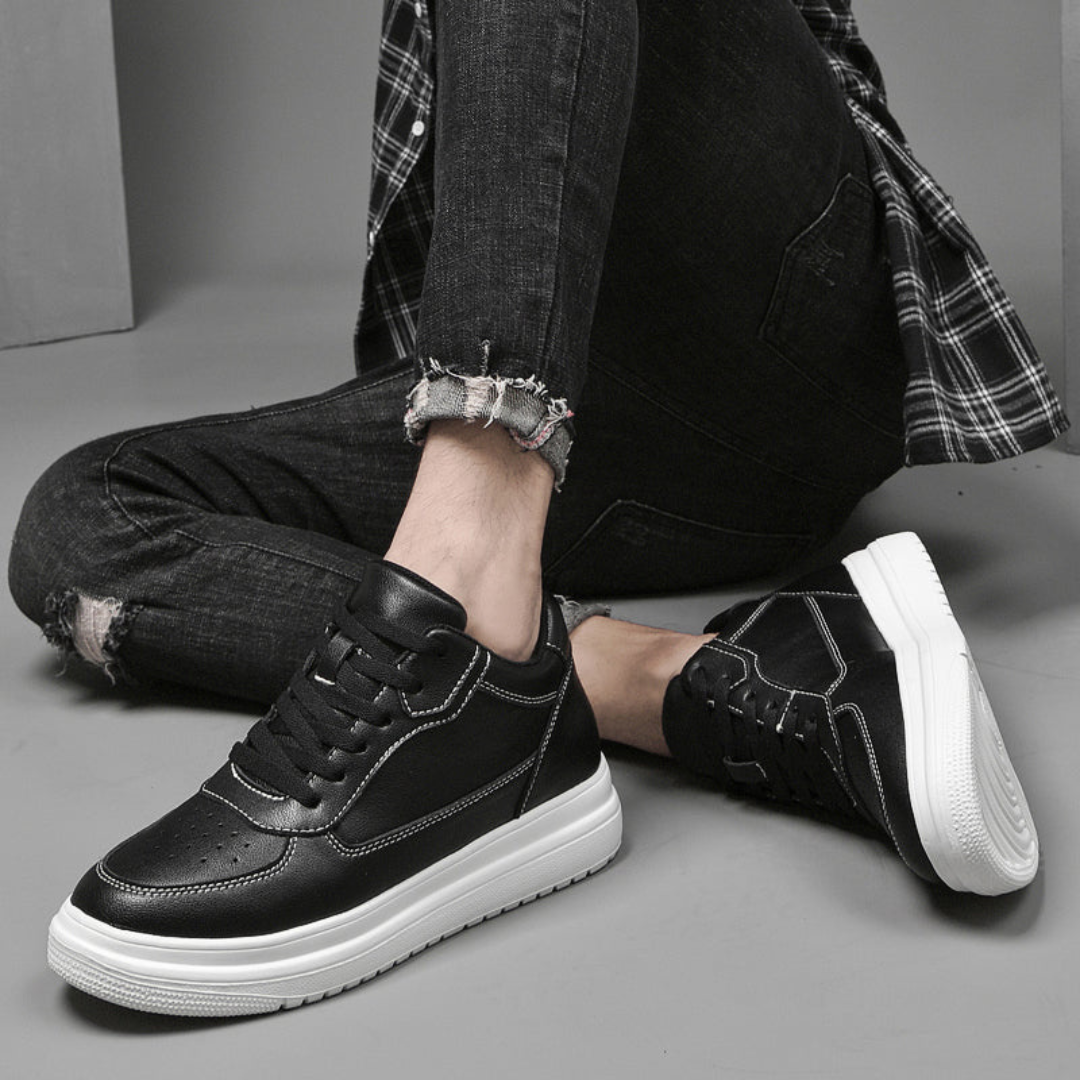 Ténis Casuais para Homem com Design em Pele e Sola Grossa
