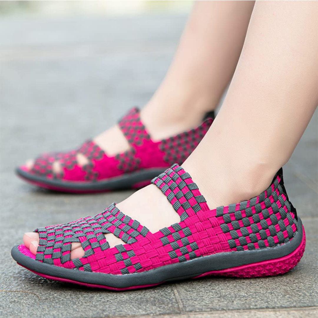 sandalias ergonómicas e casuais com cinto elástico para mulher