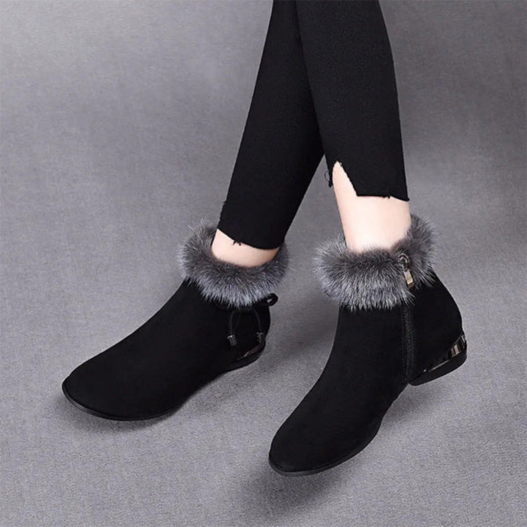 Botins de Veludo Felpudo com Sola Antiderrapante para Mulher