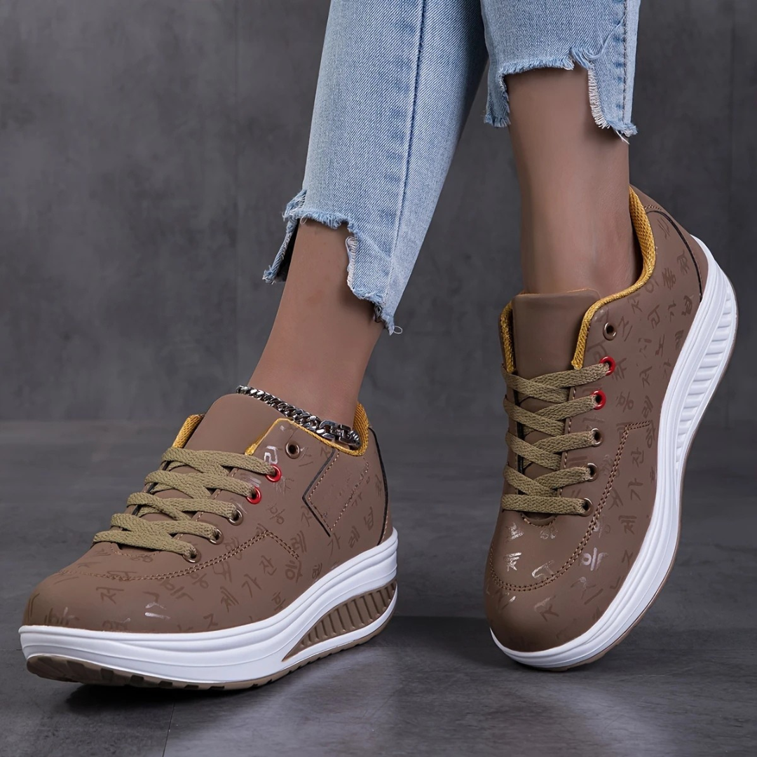 Sapatos de Mulher com Impressão de Letras Antiderrapantes e Sola Grossa
