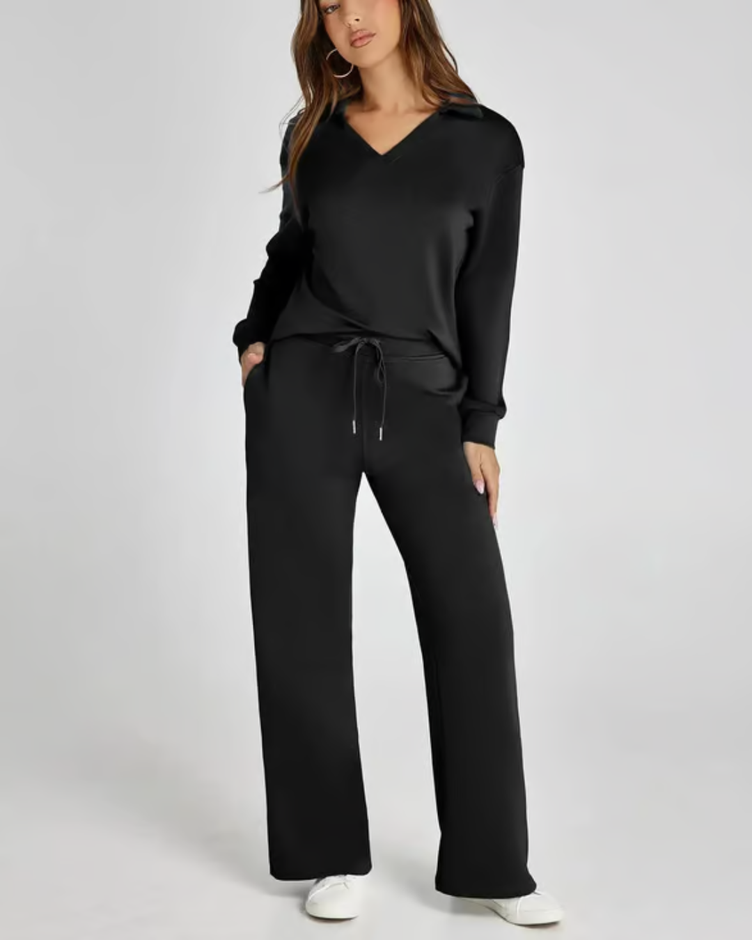 Conjunto Feminino de 2 Peças - Roupa Casual com Moletom de Manga Longa