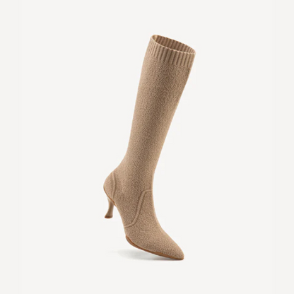 Botas Compridas Minimalistas com Ponta Pontiaguda e Salto para Mulher
