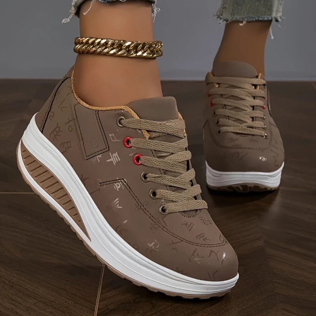 Sapatos de Mulher com Impressão de Letras Antiderrapantes e Sola Grossa