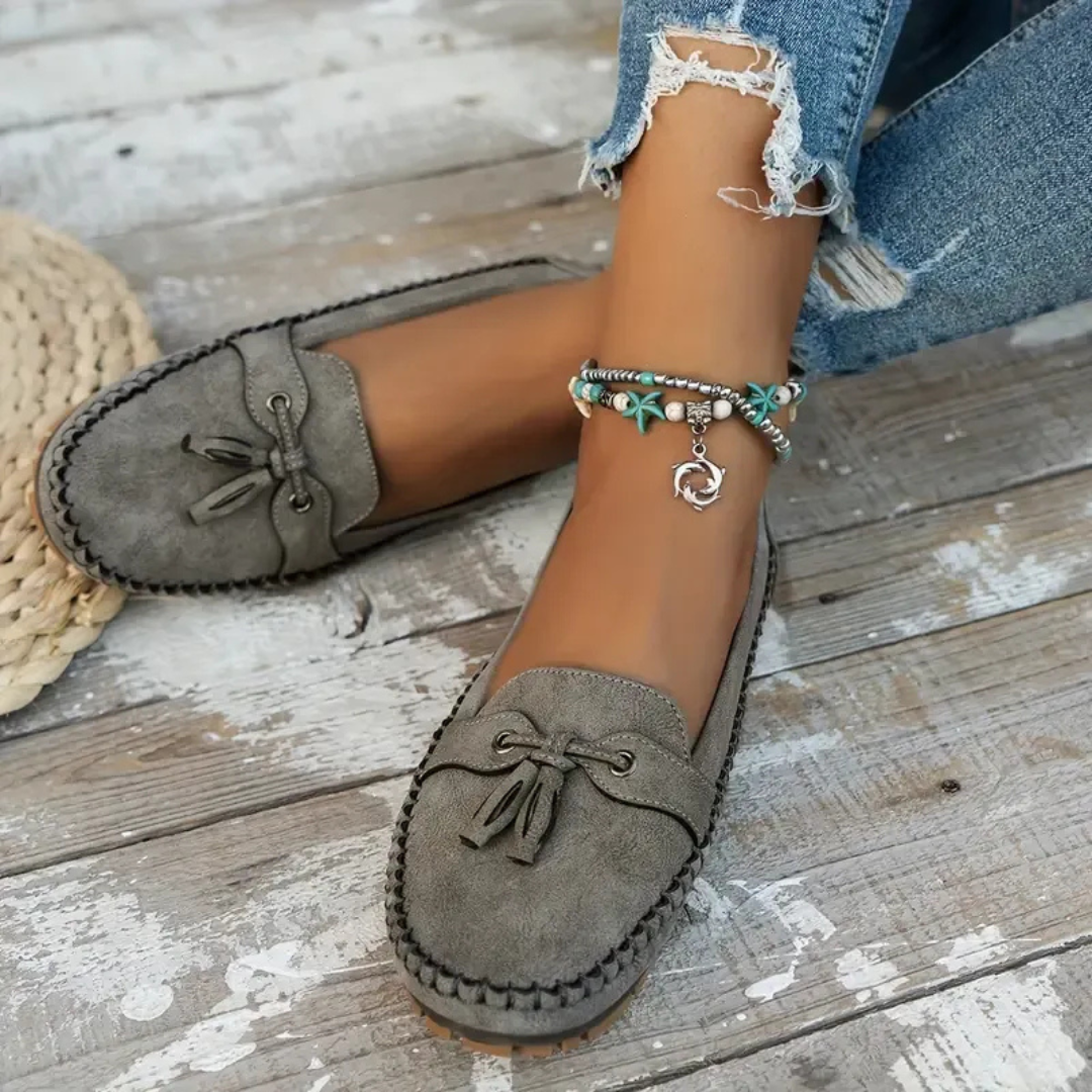 Mocassins de Mulher Macios e Confortáveis de Estilo Vintage com Laço