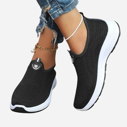 Sapatos de malha respiráveis sem atacadores para mulher