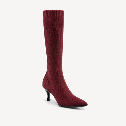 Botas Compridas Minimalistas com Ponta Pontiaguda e Salto para Mulher